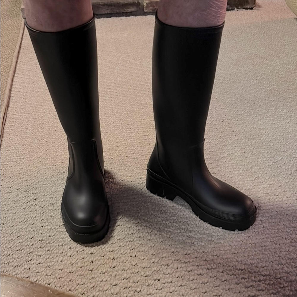 Black Knee-High Rain Boots